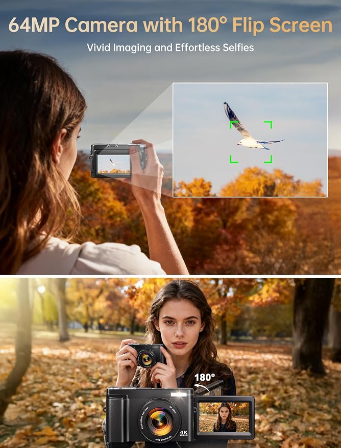 4K Digital Camera for Photography, 64MP Autofocus WiFi Vlogging Camera for - Image 3