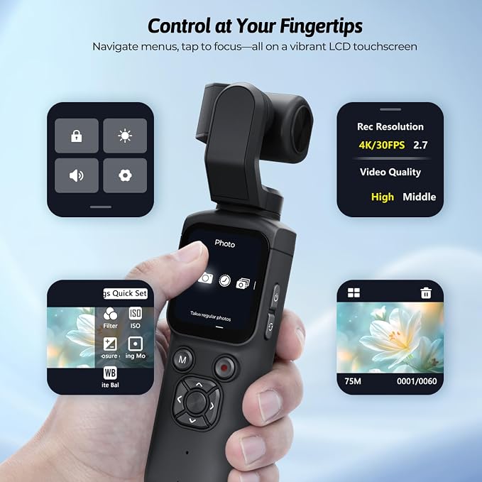 4K Vlogging Camera for YouTube, 75MP Pocket Digital Camera - Image 5