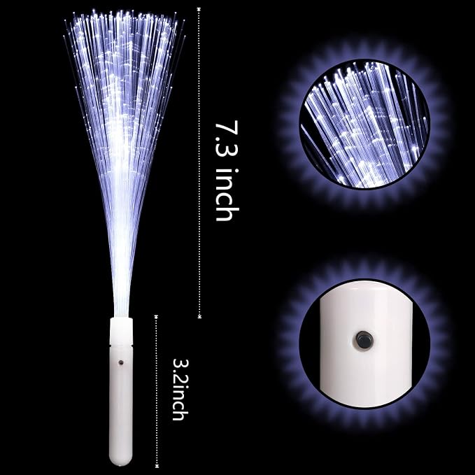 36 Pack White Glow Sticks Light Up Fiber Optic Stick Glow Wands Bulk - Image 2