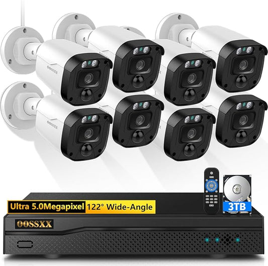 5MP Wired Security Camera System Outdoor, 8CH DVR by OOSSXX