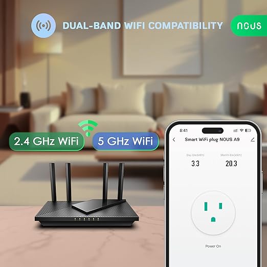 NOUS Wi-Fi Smart Plug 15A, Dual-Band 2.4GHz & 5GHz, Energy Monitoring, - Image 3