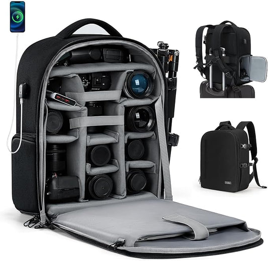 Cwatcun DSLR Camera Backpack，Large DSLR Camera Bag by FocusonCameraBag