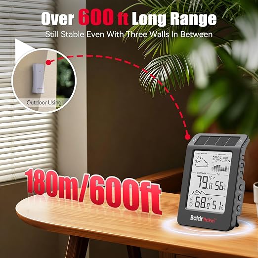 BaldrTherm Outdoor Indoor Thermometer Wireless Weather Station, Dual-Zone - Image 6