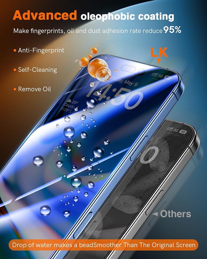 LK 2 Pack for iPhone iPhone 17 Pro Max Privacy Screen Protector Anti-Spy - Image 5