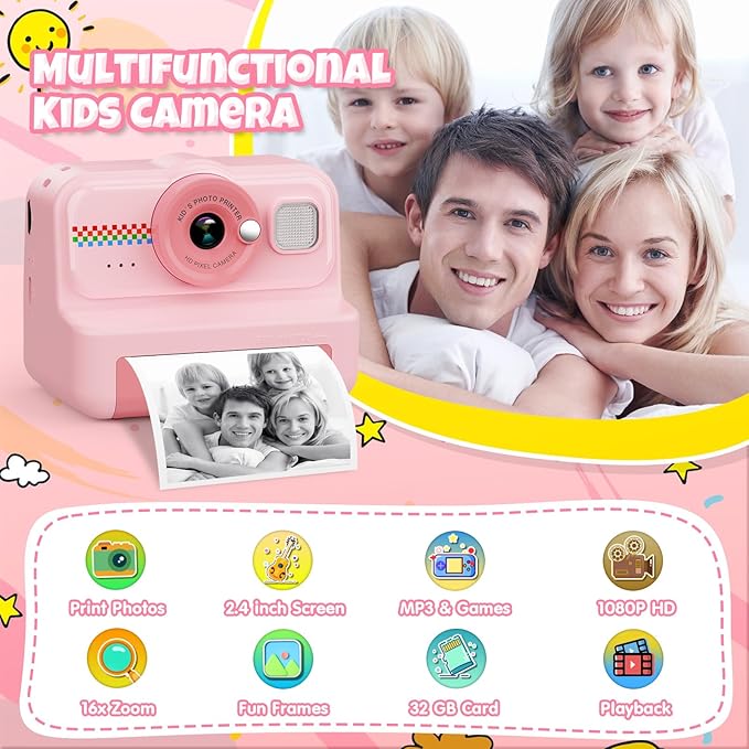 HiMont Kids Camera Instant Print, 1080P HD Instant Print Camera - Image 2