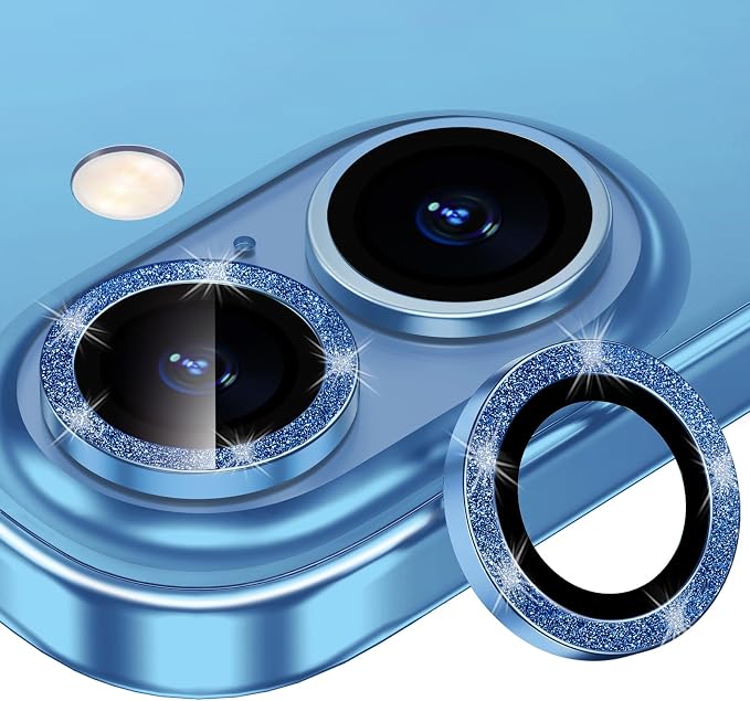 for iPhone 16/16 Plus Camera Lens Protector Bling Individual Metal Glitter Ring by Xfilm