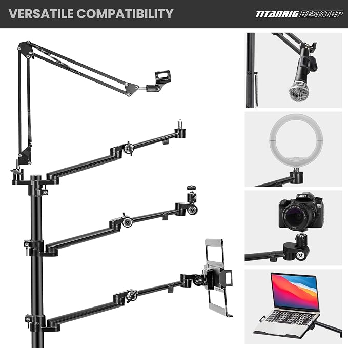 TARION Overhead Camera Desk Mount: 4-in-1 Heavy Duty Mount Set - Image 4