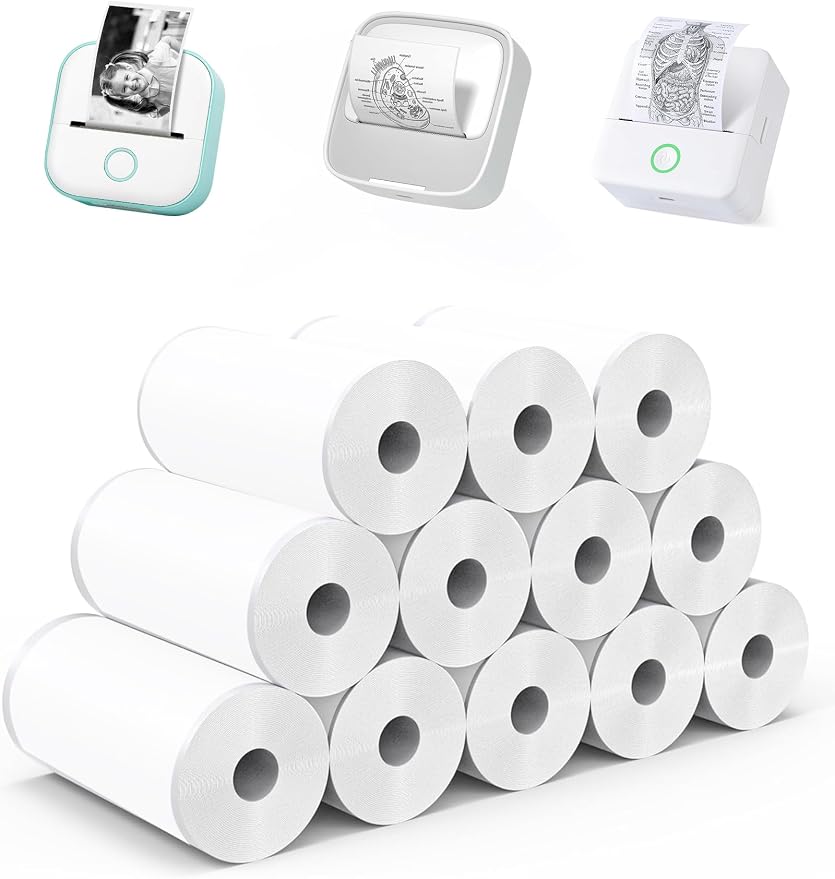 12 Rolls Mini Thermal Printer Sticker Paper Self-Adhesive, Notebuddy Mini by PrintingYourLife