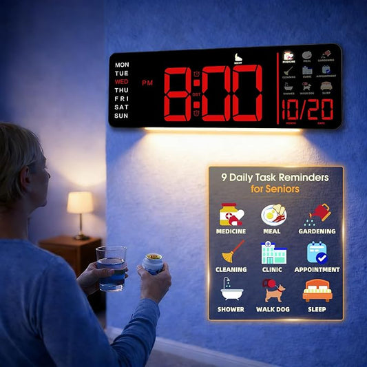 Hoifen Clock with Day and Date for Seniors, Remote Control, Night Light by Unknown