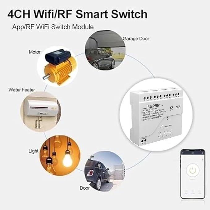 Zigbee 4CH DC7-32V USB 5V Relay Smart Switch Module, Wireless APP Remote Control - Image 8