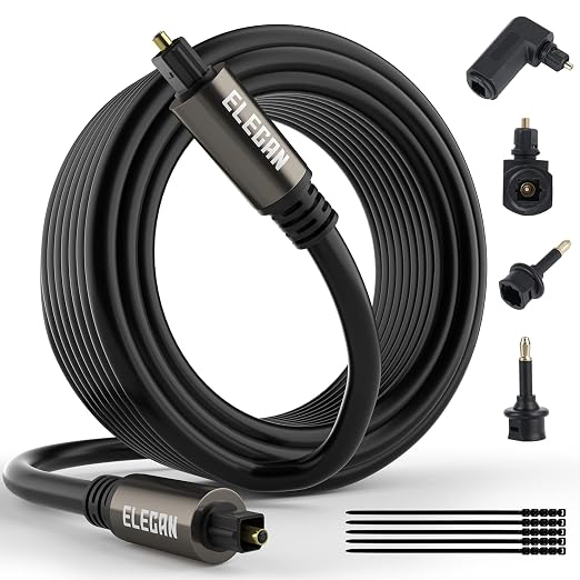 Elecan Optical Audio Cable 25 Ft Digital Audio Toslink Cable Cord-Fiber by Elecan