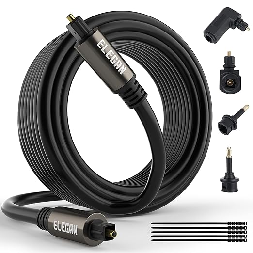 Elecan Optical Audio Cable 100 Ft Digital Audio Toslink Cable Cord-Fiber by Elecan