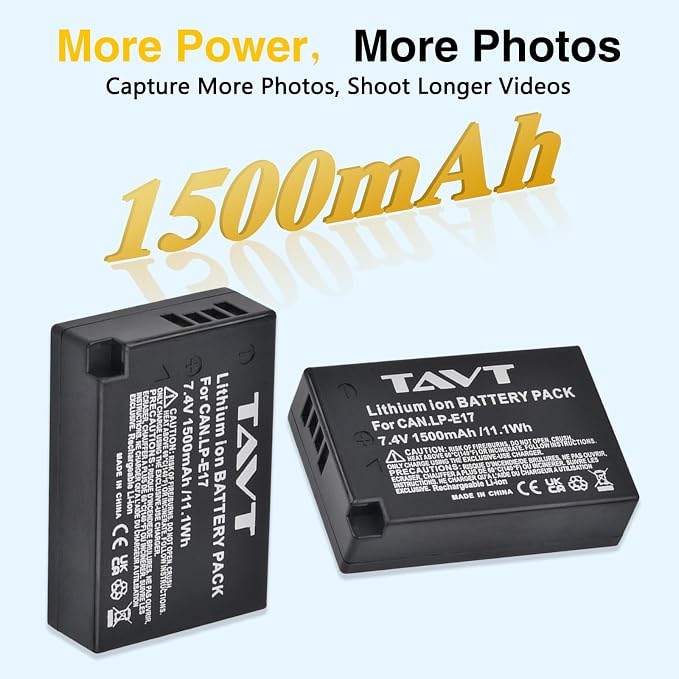 2Pcs 1500mAh LP-E17 Batteries+LED Rapid Dual Charger, Repacement Battery - Image 3