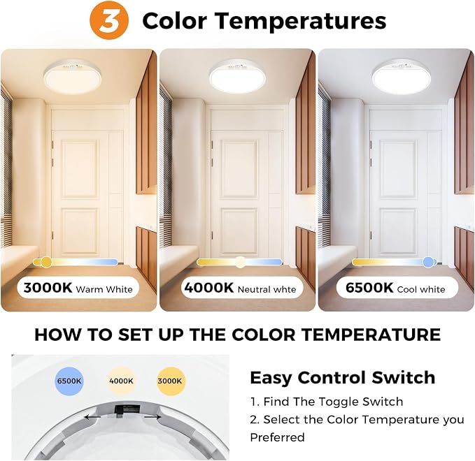 slochi Motion Sensor Light Indoor Wired, 8.7 Inch 3000K/4000K/6500K Closet - Image 3