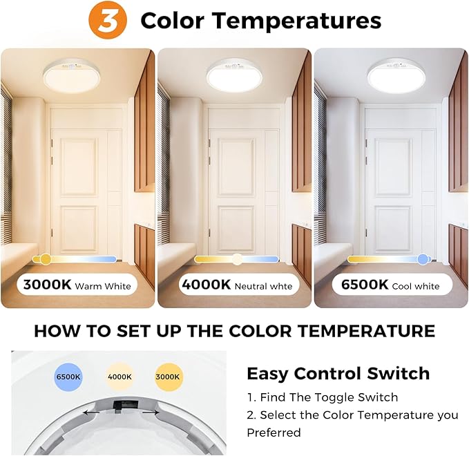 slochi 4Pack Motion Sensor Light Indoor Wired, 8.7 Inch 3000K/4000K/6500K - Image 3