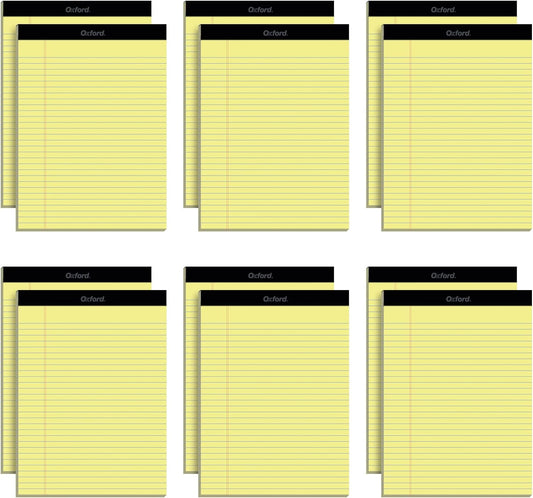 Oxford 8.5 x 11 Legal Pads, 12 Pack, Wide Ruled, Yellow Paper, 50 Sheets Per Writing Pad, Made in the USA (74020)