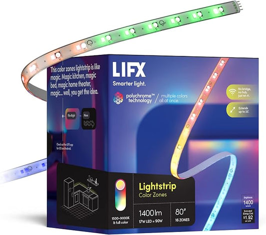 LIFX Supercolor Smart LED Strip Lights 6.6ft, Color Changing Multizone RGB + by LIFX