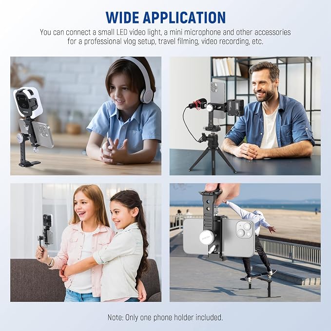 NEEWER Smartphone Tripod Mount Aluminum Alloy, 360° Rotatable Phone Stand - Image 8