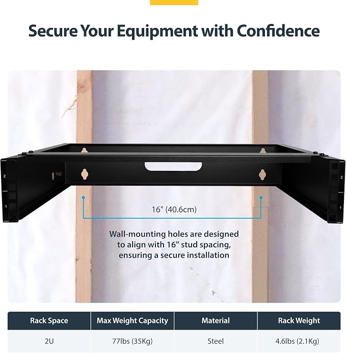 StarTech.com 2U Wall Mount Network Rack - 14 in Deep - 19" Patch Panel Bracket - Image 4