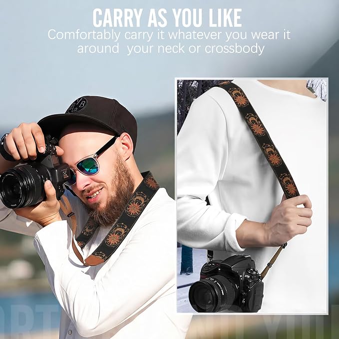 MoKo Camera Strap, Cotton Vintage Embroidered Camera Strap, Adjustable Neck & - Image 6