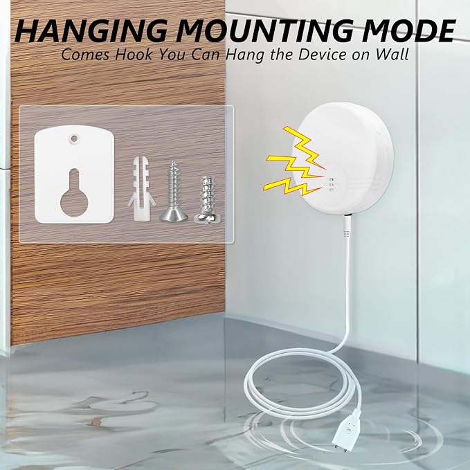 2 Pack Water Leak Detector, 135 dB Water Sensor Alarm, Floor and Wall Mounted - Image 5