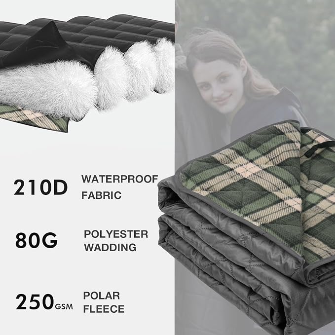 DUKUSEEK Waterproof Stadium Blanket, Hooded Outdoor Blankets Waterproof - Image 4