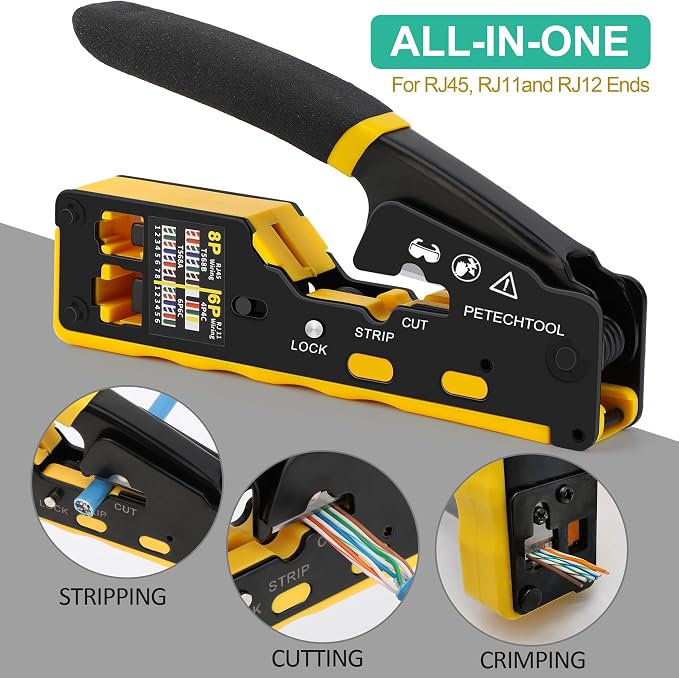 RJ45 Crimp Tool Pass Through Ethernet Crimping Tool Kit Cat6 Cat5e Cat6a RJ45 - Image 2