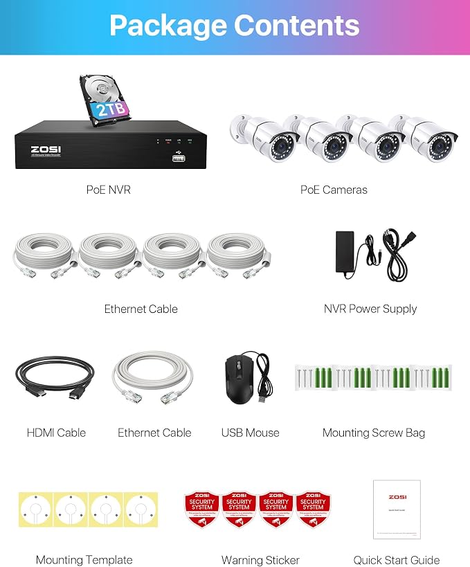 ZOSI 8CH 4K PoE Home Security Camera System, 8 Ports 16CH 8MP NVR - Image 9