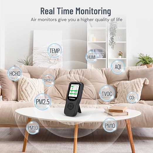 LifeBasis Air Quality Monitor Indoor, 11-in-1 Air Quality Detector - Image 4