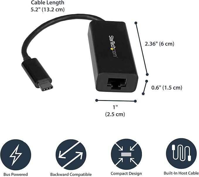 StarTech.com USB-C to Gigabit Ethernet Adapter, Thunderbolt 3 /4 Compatible - Image 4