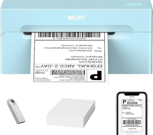 Nelko Bluetooth Thermal Shipping Label Printer, 4x6 Shipping Label Printer by NELKO