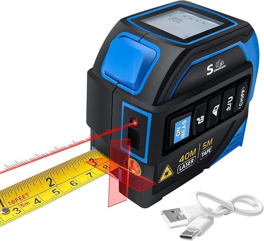 4-in-1 Laser Tape Measure with Laser Level Crosshairs |130ft/40m Laser by SUNHAIXIA