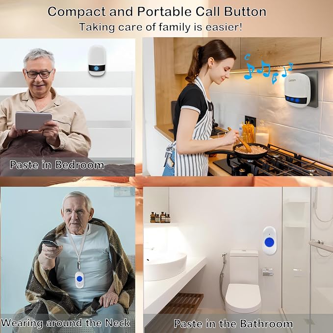 Caregiver Pager Wireless Call Button Call Bell Call Light Alert Button - Image 4