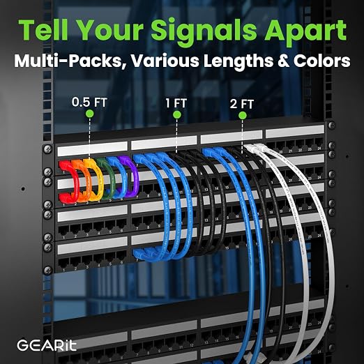 GEARit Cat 6 Ethernet Patch Cable 1 ft Black Cat6 Patch Cables 1ft - Image 7