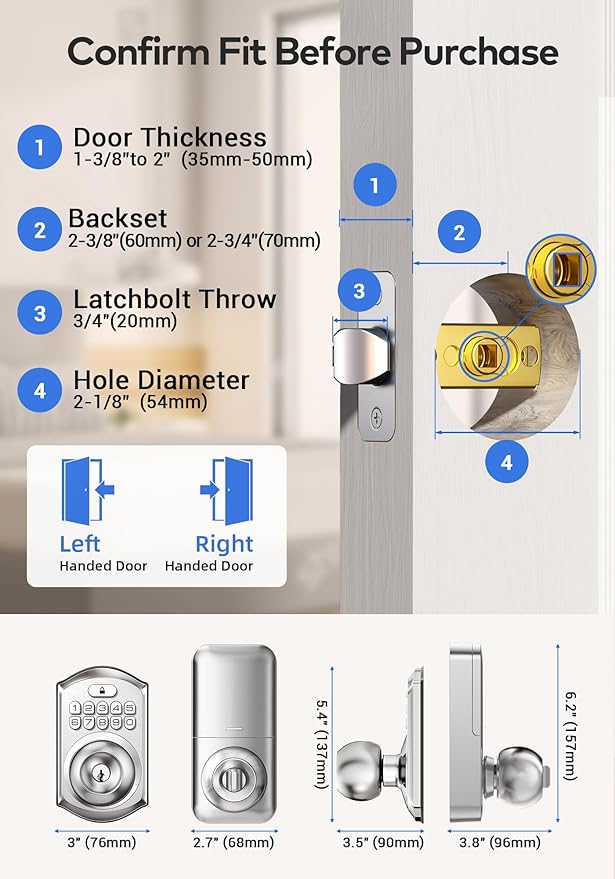 TEEHO TE003 Keyless Entry Keypad Door Lock - Image 2