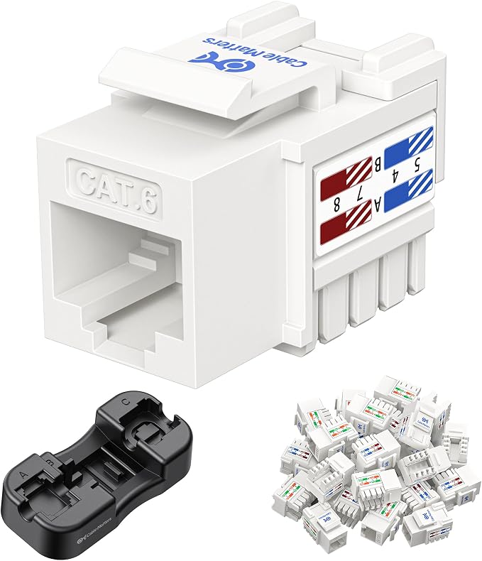 Cable Matters 25-Pack 10Gbps Cat6 Keystone Jacks, RJ45 Keystone Jack, Ethernet by CableMatters