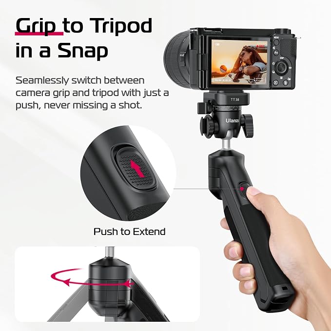ULANZI TT38 One-Click Opening Vlogging Tripod Uka Quick-Release F38 w Cold Shoe - Image 3