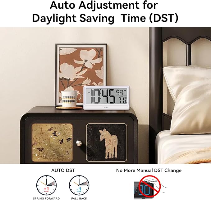 Baldr Digital Clock with Bluetooth Auto Time Sync, No App Required, Large - Image 7