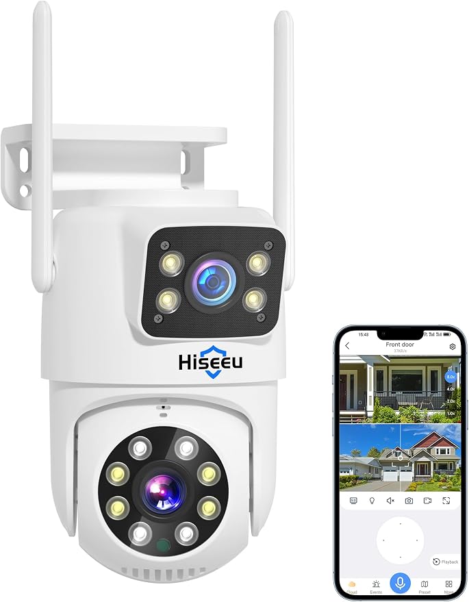 Hiseeu Wireless Security Camera, 5G/2.4G WiFi, Dual Lens View, Pan-Tilt- Zoom by Hiseeu