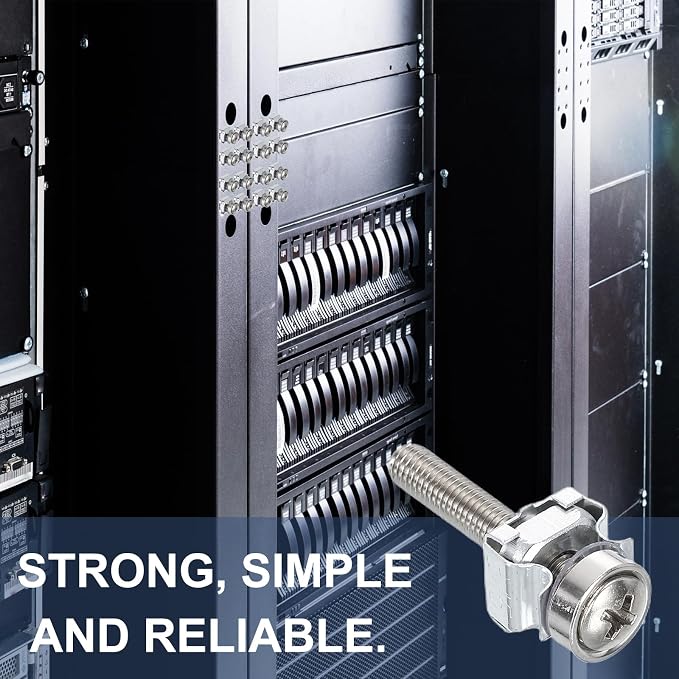 PATIKIL Rack Mount Cage Nut, Carbon Steel Rack Screws Zinc Square Snap-in Cage - Image 4
