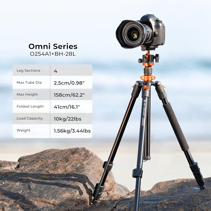 K&F CONCEPT 62" DSLR Camera Tripod, Lightweight and Compact Aluminum Detachable - Image 2