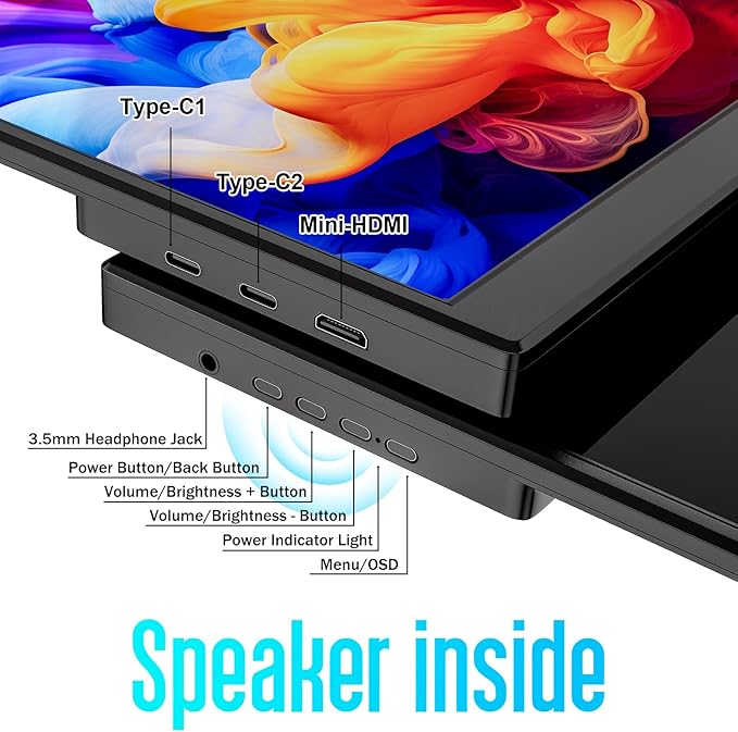 Portable Monitor 15.6 Inch 1080P FHD USB-C HDMI Ultra-Slim Travel Monitor - Image 7