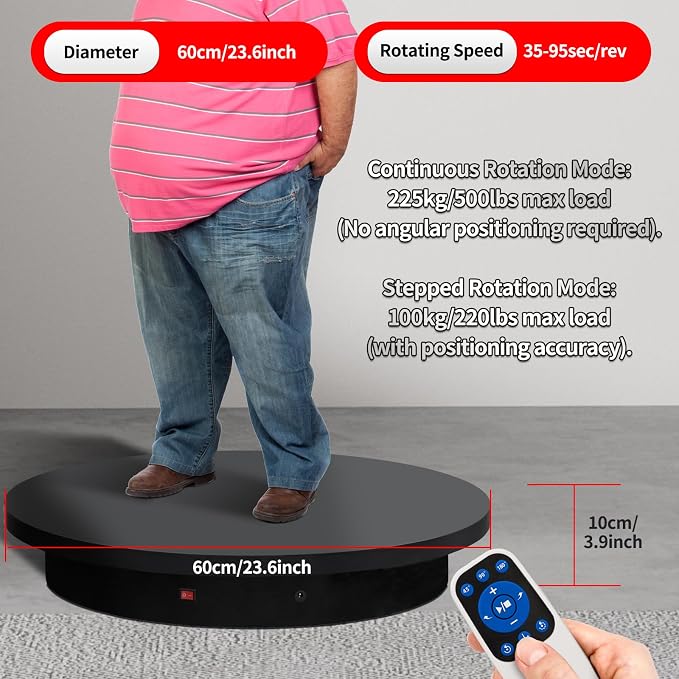 23.6In Remote Large Motorized electric turntable Rotating platform Photography - Image 7