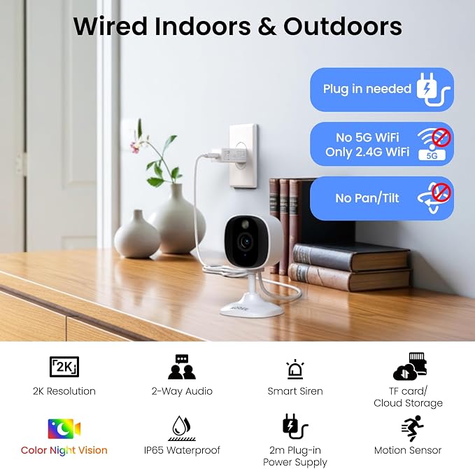 AOQEE 2K Cameras for Home Security-Outdoor/Indoor Camera for - Image 2