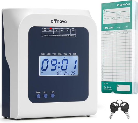 OFFNOVA Thermal Time Clock for Employees Small Business, No Ink Ribbons or by OFFNOVA
