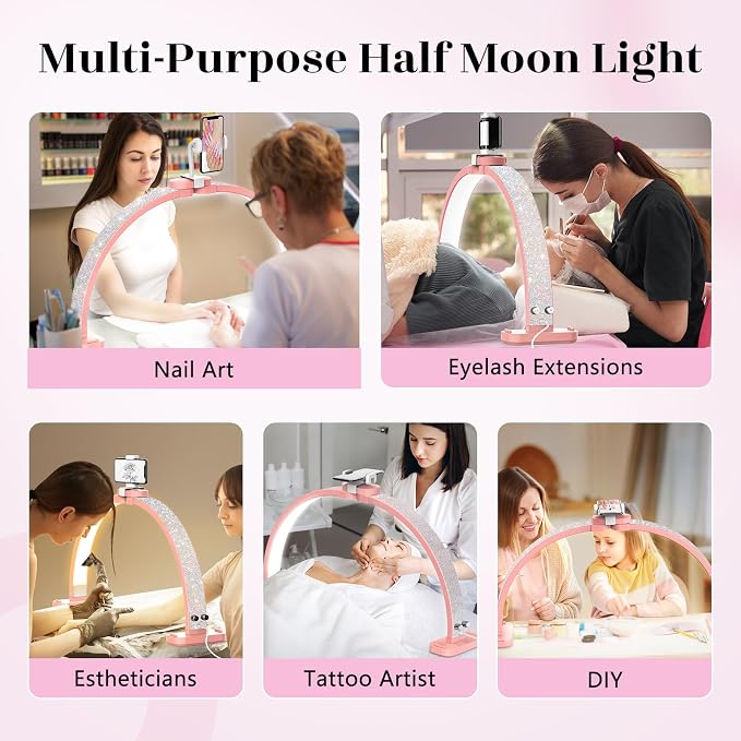 LIONVISON Half Moon Light for Nail Tech: 31 inch Lash LED Lamp - 48W Foldable - Image 2