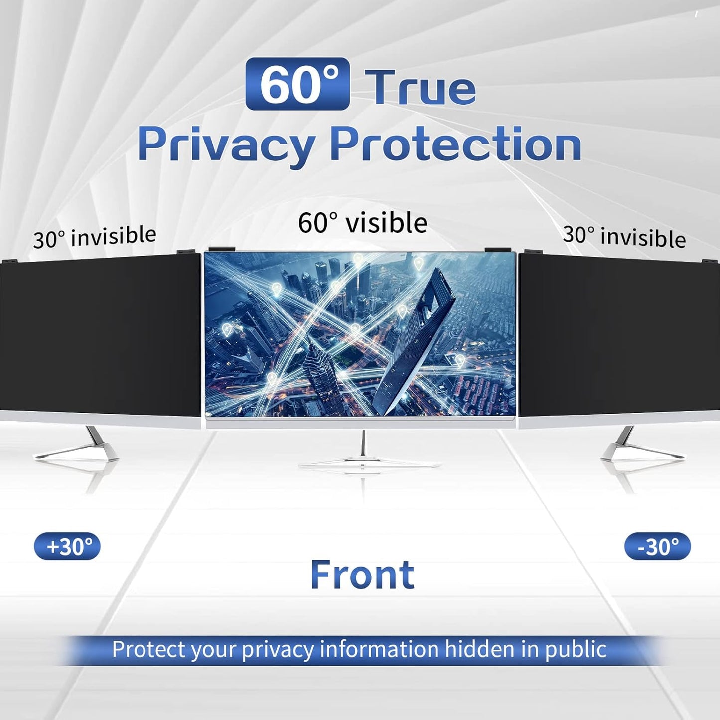 Computer Privacy Screen Filter 22 Inch, 9H Hardness Hanging Computer Screen Privacy Shield Compatible with 16:10 Widescreen Monitor, Eye Protection and Blue Light Blocks
