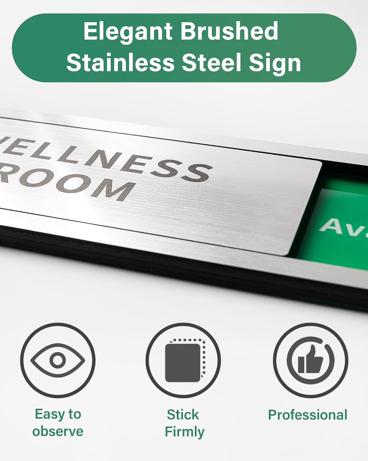 Wellness Room Office Door Signs, Do Not Disturb- In Use/Available Slider Sign for Home Office Wellness Conference Vacant Occupied Privacy Sliding Door Sign，Brushed Silver