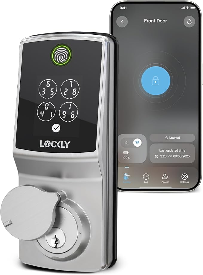 Lockly Secure Pro Smart Lock, 0.2s AI Fingerprint Door Lock, Patented PIN Genie by Lockly