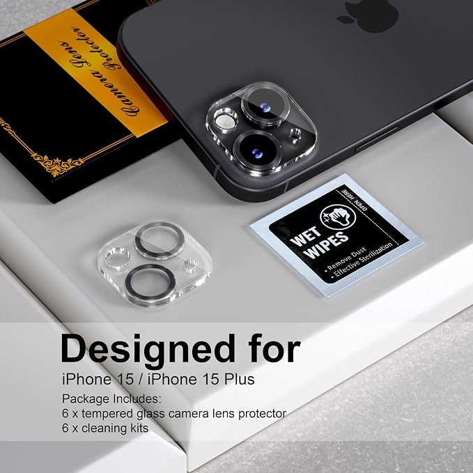 for 6 Pack iPhone 15 / iPhone 15 Plus Camera Lens Protector 9H Tempered Glass - Image 2
